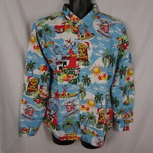 SSLR Men's Collection Christmas Hawaiian Button Up Shirt Size M
